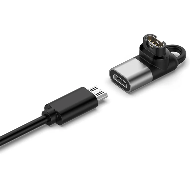 Micro Femelle Convertisseur pour Garmin Forerunner 255 / 255S 90 Degrés Coude Adaptateur de Charge - Gris