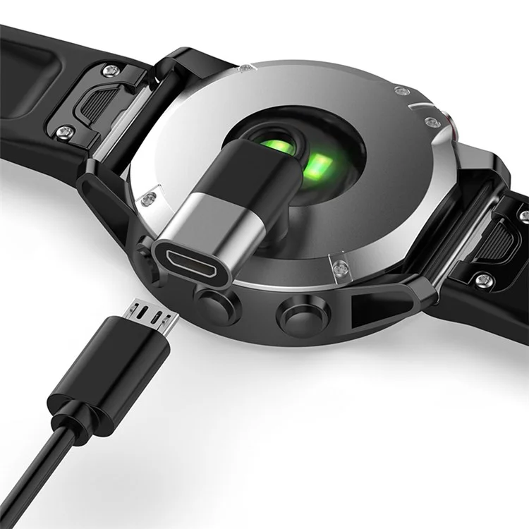 Micro Femelle Convertisseur pour Garmin Forerunner 255 / 255S 90 Degrés Coude Adaptateur de Charge - Gris