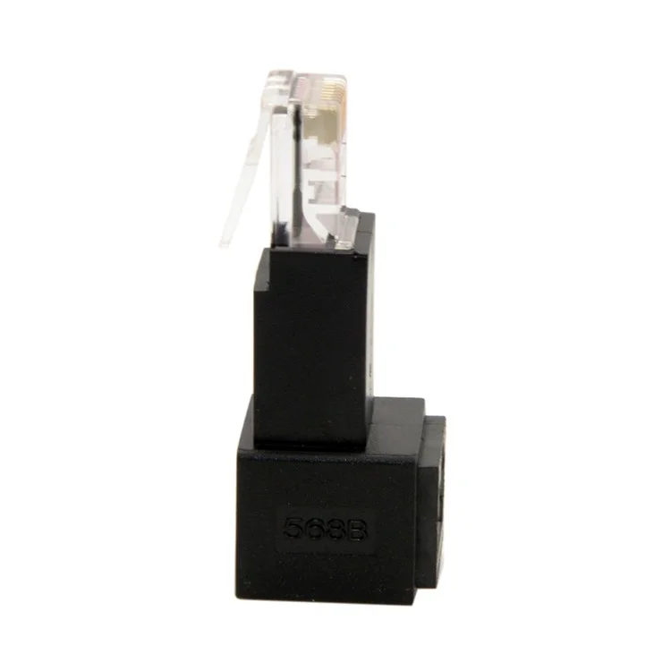 90 Degree up Angled 8P8C FTP STP UTP Cat 5e Male to Female LAN Ethernet Network Extension Adapter - Black