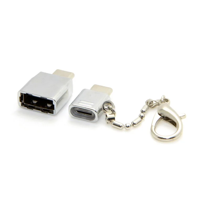 USB 3.1 USB-C Type-C to Type-A Female OTG & Micro USB Data Adapter with Chain for Tablet & Phone & Laptop