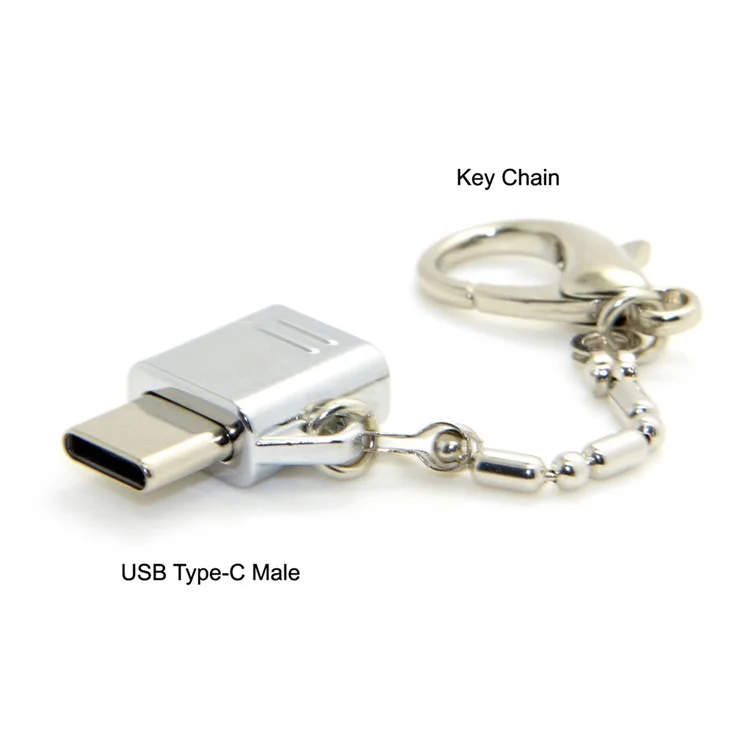 USB 3.1 USB-C Type-C to Type-A Female OTG & Micro USB Data Adapter with Chain for Tablet & Phone & Laptop