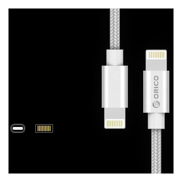 ORICO IDC-10-SV Metal MFI Certified Lightning 8Pin Woven Charging Data Cable