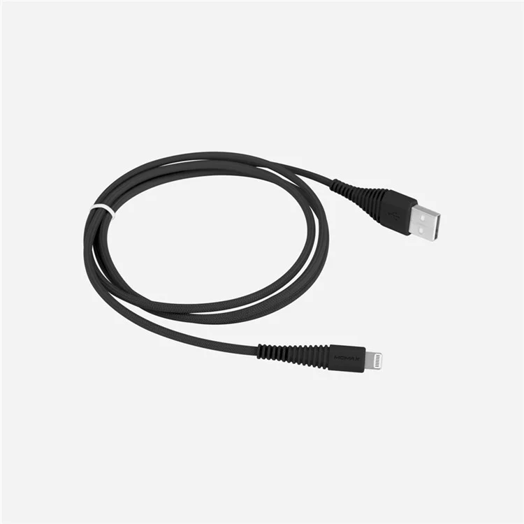 MOMAX MFI 1.2M Woven 2.4A Lightning 8pin USB Data Sync Charging Cable for iPhone iPad iPod - Black
