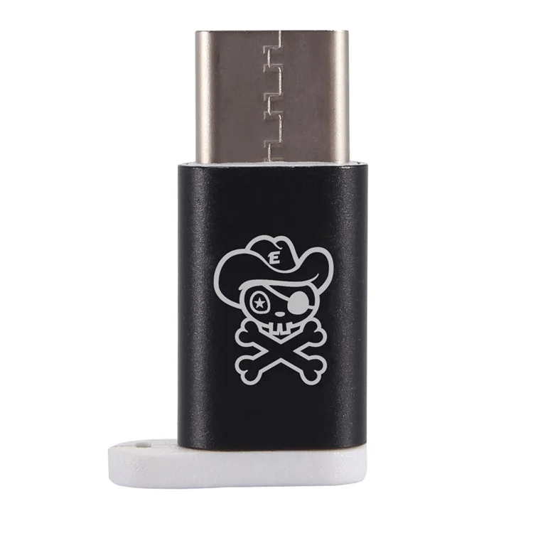 HAT PRINCE Micro USB Female to USB 3.1 Type-C Male Adapter with Key Hole for Huawei Mate 9 (HC-4) - Black