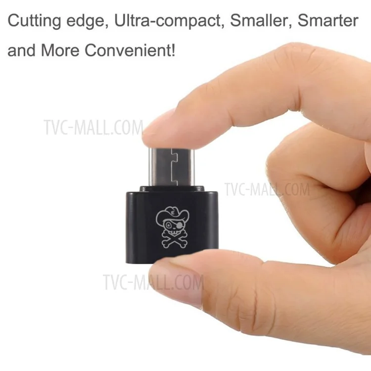 HAT PRINCE ABS Super Mini USB 2.0 Female to USB 3.1 Type-C Male OTG Adapter (HC-8) - Black