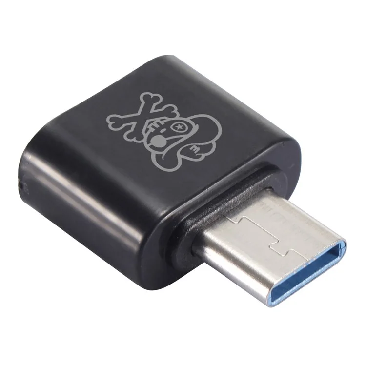 HAT PRINCE ABS Super Mini USB 2.0 Female to USB 3.1 Type-C Male OTG Adapter (HC-8) - Black