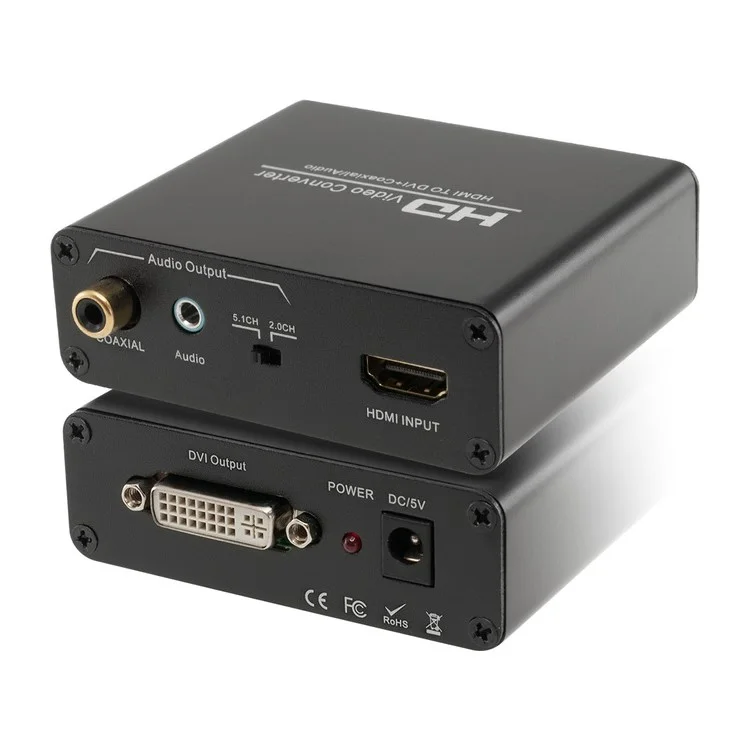 HDMI Input to DVI-D with Coaxial and 3.5mm Audio Output HD Video Converter Adapter - AU Plug