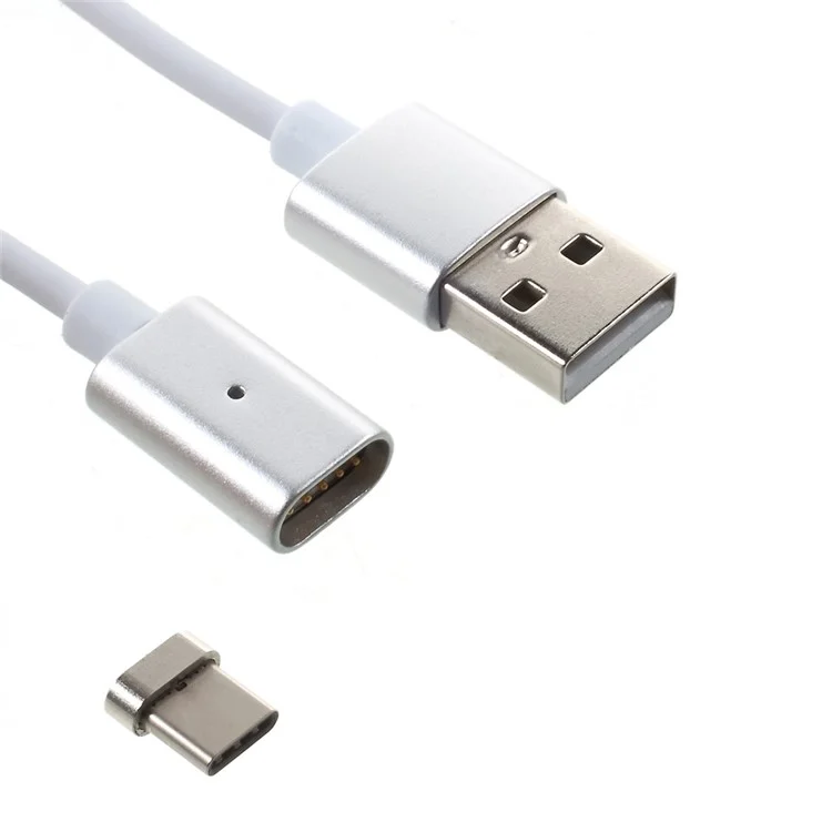 1M Magnetic USB Type-C Sync Data Charger Cable - Silver Color