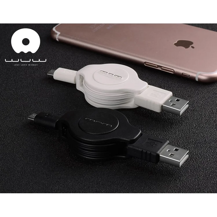 WUW Retractable Micro USB Data Charging Cable for Samsung HTC LG etc - Black
