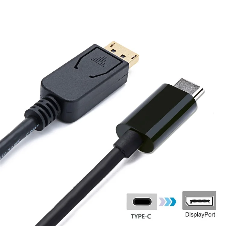 Type-C USB 3.1 Male to DisplayPort DP Male 4K UHD Adapter Cable 1.8m - Black