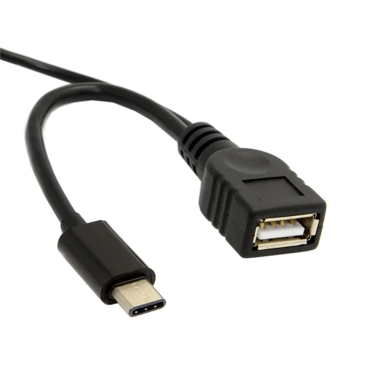 USB 3.1 Type-C to USB 2.0 Female OTG Data Cable with Extral Power - Black