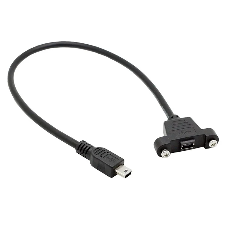 Panel Mount Type Mini USB 5Pin Male to Female Extension Adapter Cable with Screws