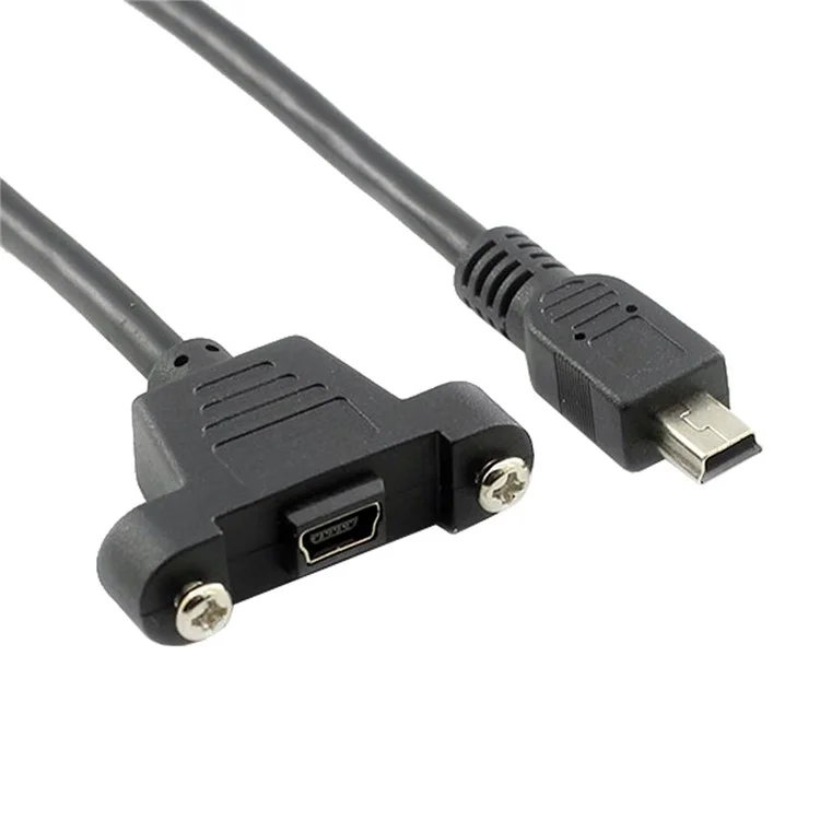 Panel Mount Type Mini USB 5Pin Male to Female Extension Adapter Cable with Screws