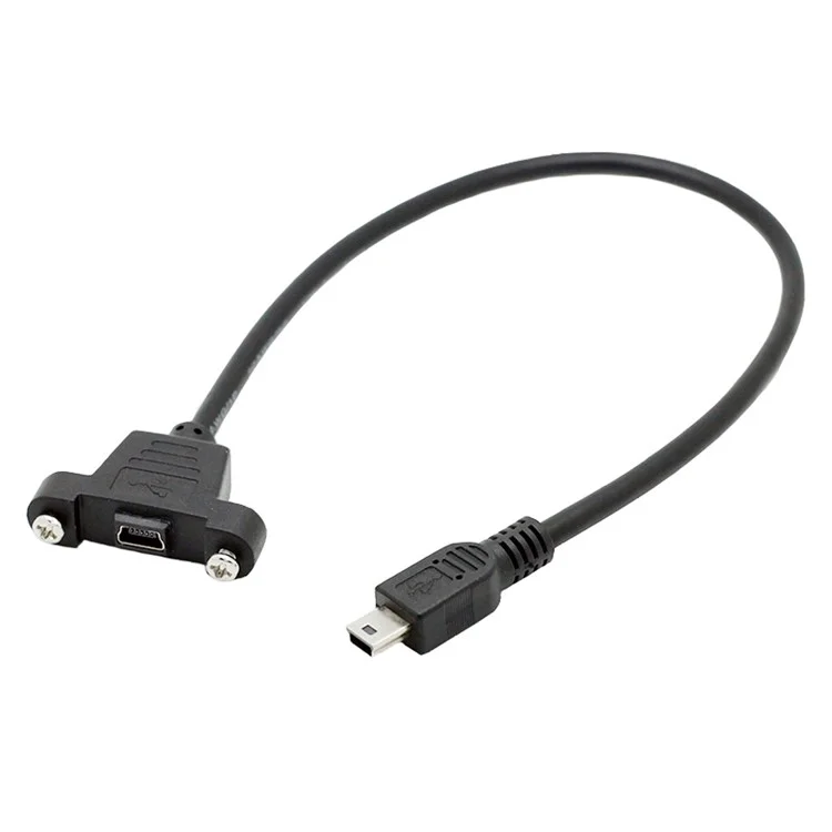 Panel Mount Type Mini USB 5Pin Male to Female Extension Adapter Cable with Screws