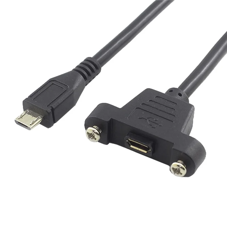 Micro USB 5Pin Male to Female Extension Panel Mount Type Cable with Screws