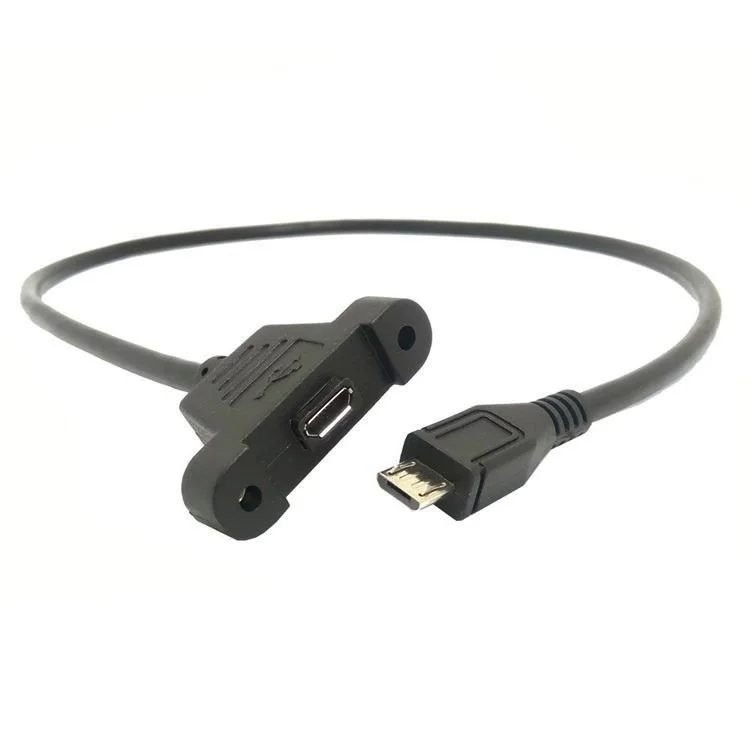 Micro USB 5Pin Male to Female Extension Panel Mount Type Cable with Screws