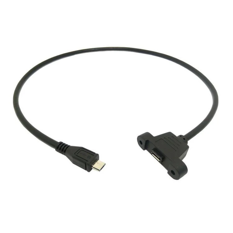 Micro USB 5Pin Male to Female Extension Panel Mount Type Cable with Screws