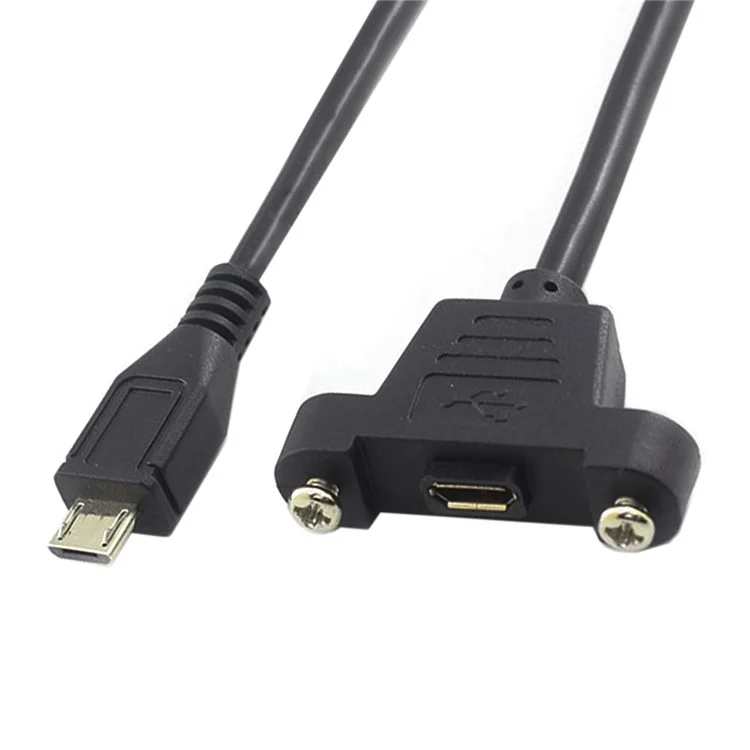 Micro USB 5Pin Male to Female Extension Panel Mount Type Cable with Screws