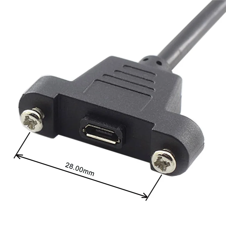 Micro USB 5Pin Male to Female Extension Panel Mount Type Cable with Screws