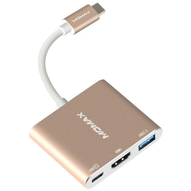 MOMAX Type-C Hub with HDMI, USB 3.0 Port and Type-C Recharging Port for MacBook 2016, Chromebook Pixel etc.