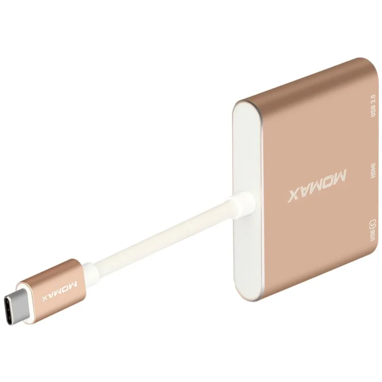 MOMAX Type-C Hub with HDMI, USB 3.0 Port and Type-C Recharging Port for MacBook 2016, Chromebook Pixel etc.