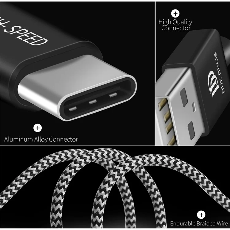 DUX DUCIS Skin Pro Series FAMILY Cable K-ONE Type-C USB 480Mbps Data Sync + 2.1A Charging Braided Cable 2m