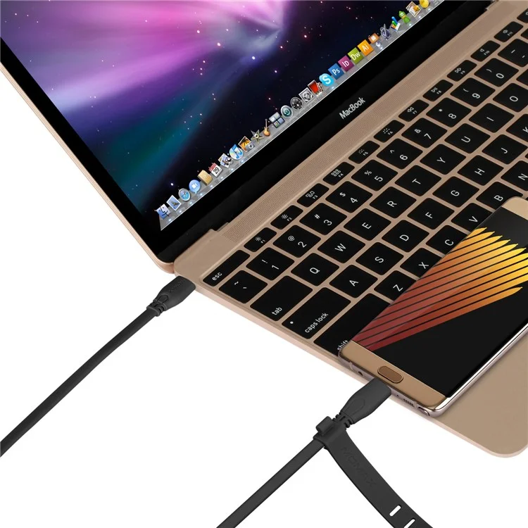 MOMAX 1M Flat Noodle USB Type-C to USB Type-C Sync Charging Cable for Samsung Huawei - Black