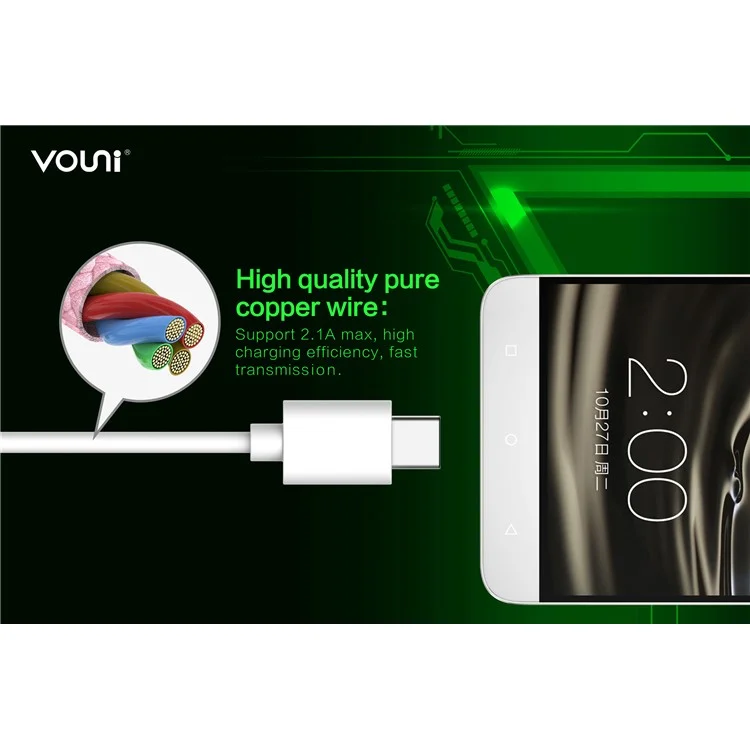 VOUNI Rapid Series Type-C USB Data Charger Cable for Samsung Sony Huawei etc