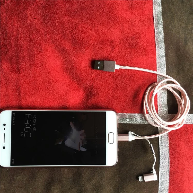 D8 MFI Certified 2-in-1 Lightning 8pin & Micro USB Nylon Braided Data Charging Cable 1M - Rose Gold Color
