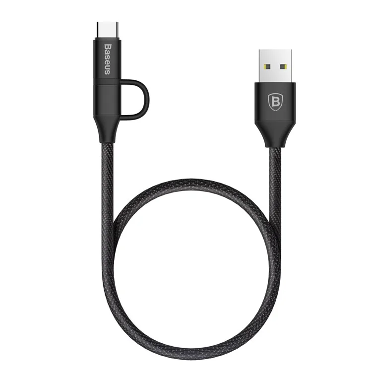 BASEUS 2A Micro USB + Type-C Sync Charging Data Cable (1m ) - Black