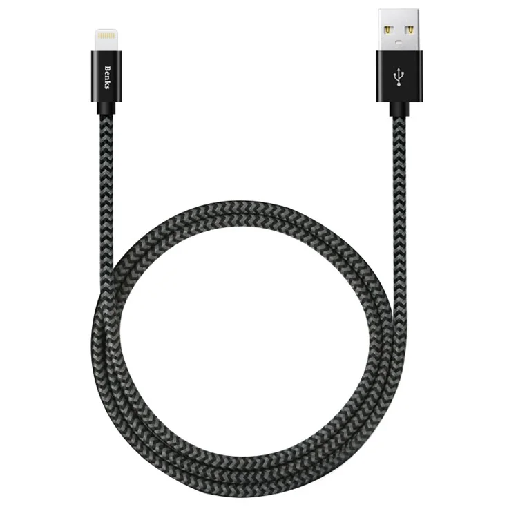 BENKS Amber Series MFi Certified 1.2m Lightning 8Pin USB Charge Cable Cord (M07) - Black