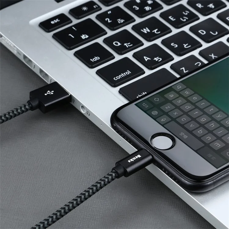 BENKS Amber Series MFi Certified 1.2m Lightning 8Pin USB Charge Cable Cord (M07) - Black