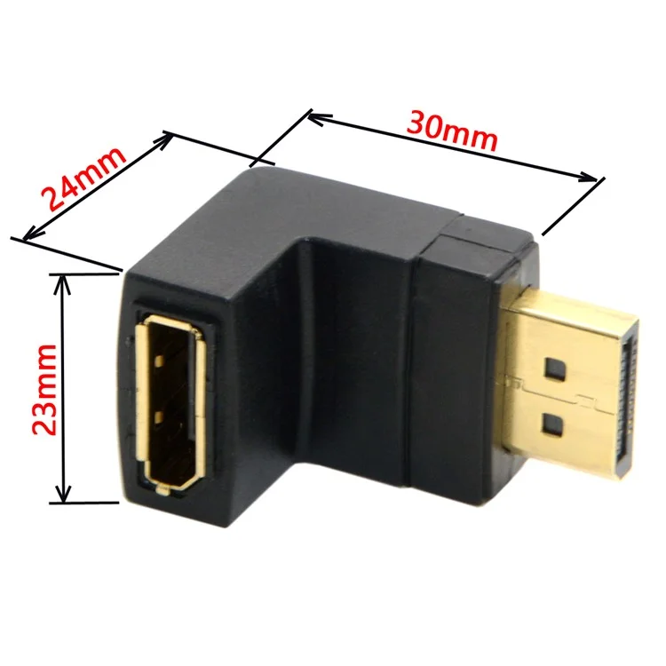 Down Angled 90 Degree DisplayPort Male to Female Extension Adapter