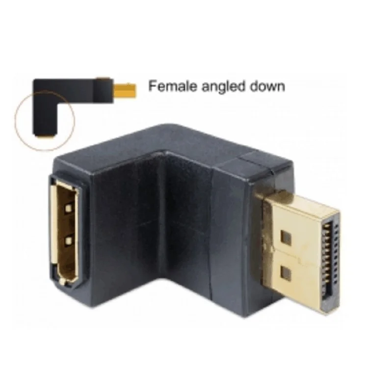 Down Angled 90 Degree DisplayPort Male to Female Extension Adapter
