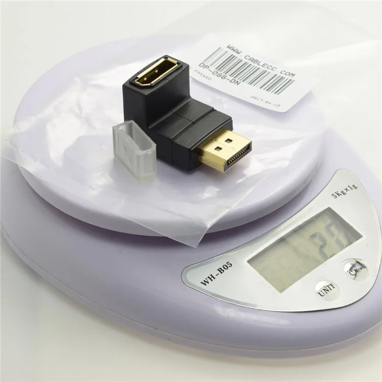 Down Angled 90 Degree DisplayPort Male to Female Extension Adapter