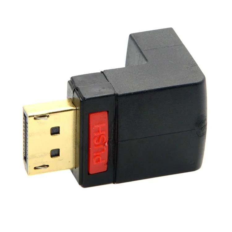 Down Angled 90 Degree DisplayPort Male to Female Extension Adapter