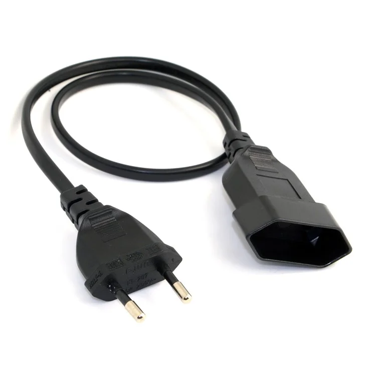 0.5M European EU 2 Prong VDE Male to Female Power Extension Cable for PC Computer PDU UPS