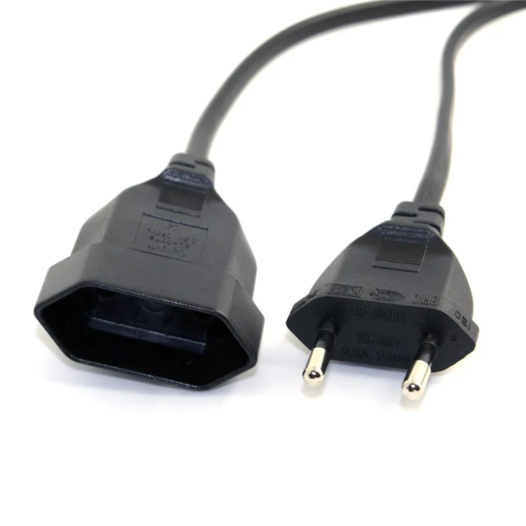 0.5M European EU 2 Prong VDE Male to Female Power Extension Cable for PC Computer PDU UPS