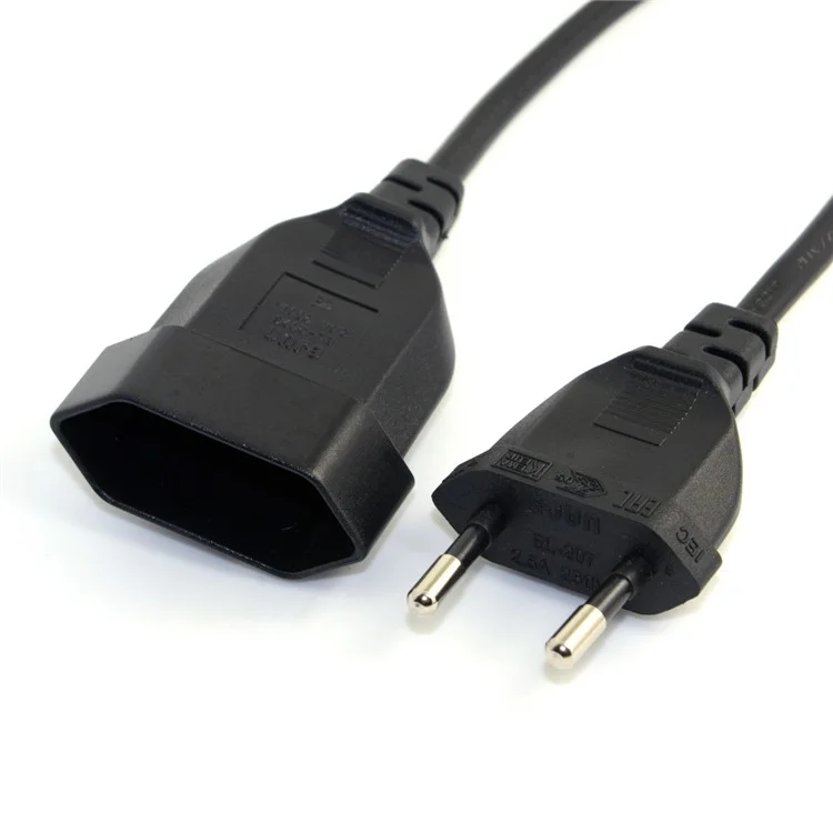 0.5M European EU 2 Prong VDE Male to Female Power Extension Cable for PC Computer PDU UPS