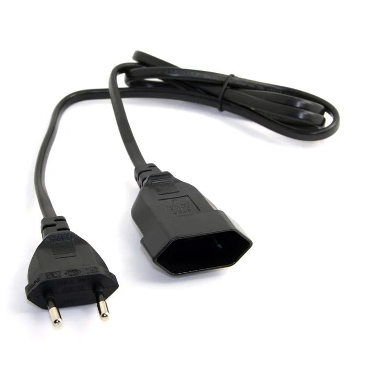 1.0M European EU 2 Prong VDE Male to Female Power Extension Cord Cable for PC Computer PDU UPS