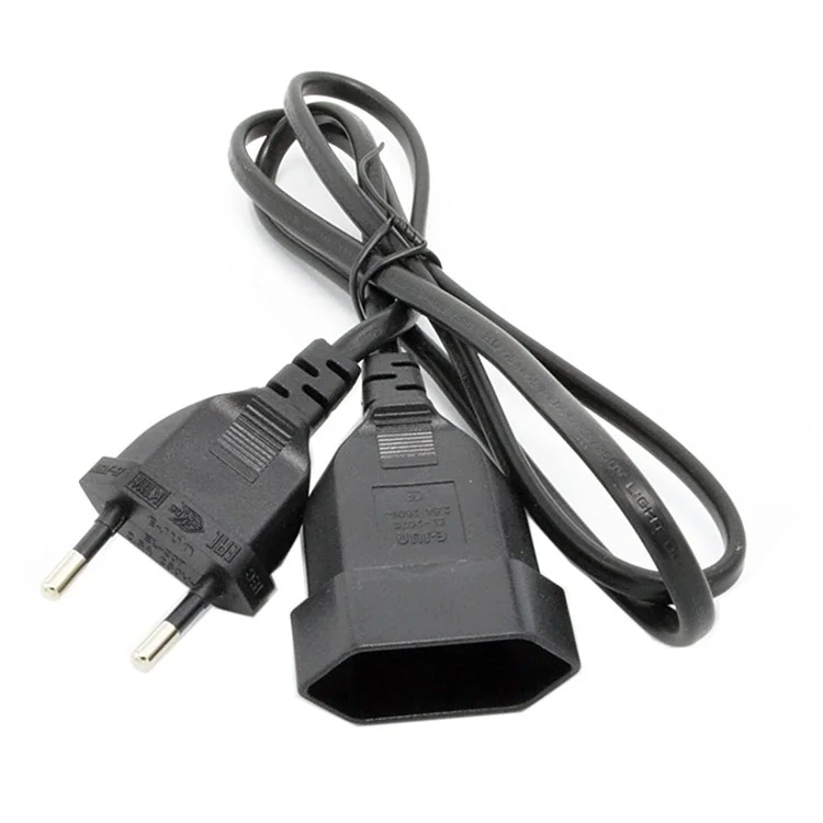 1.0M European EU 2 Prong VDE Male to Female Power Extension Cord Cable for PC Computer PDU UPS