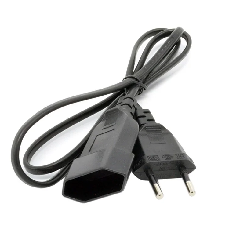 1.0M European EU 2 Prong VDE Male to Female Power Extension Cord Cable for PC Computer PDU UPS