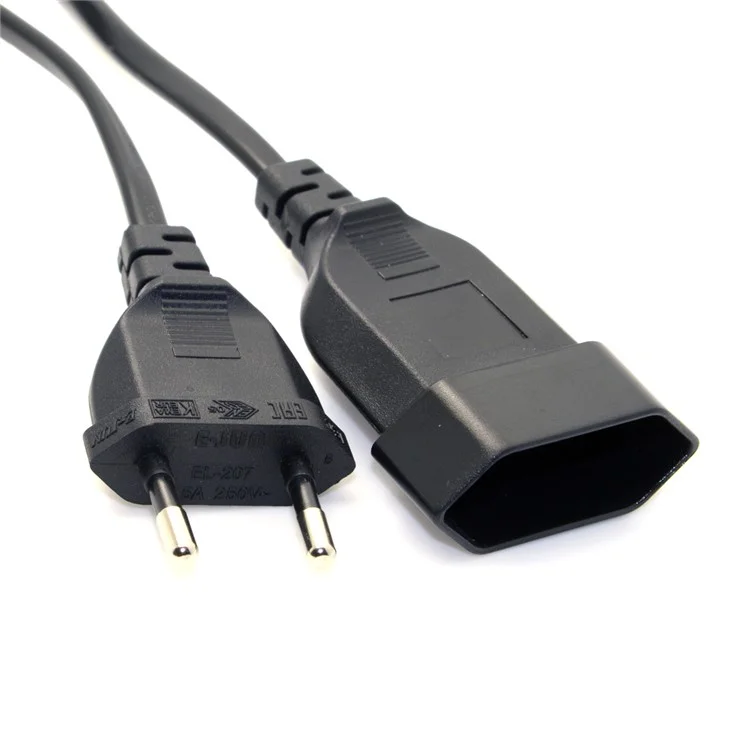 1.0M European EU 2 Prong VDE Male to Female Power Extension Cord Cable for PC Computer PDU UPS