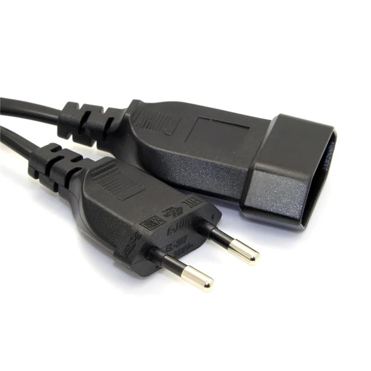 1.0M European EU 2 Prong VDE Male to Female Power Extension Cord Cable for PC Computer PDU UPS
