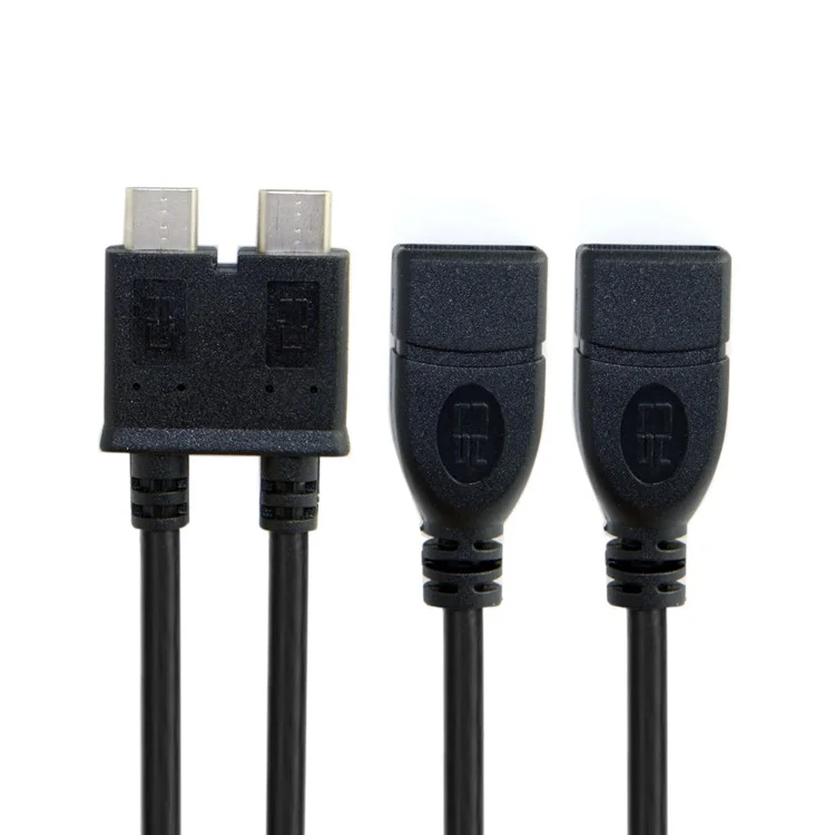 Dual Cable USB-C USB 3.1 Type-C to USB 3.0 A Female OTG Data Cable for New 13 inch Macbook Pro