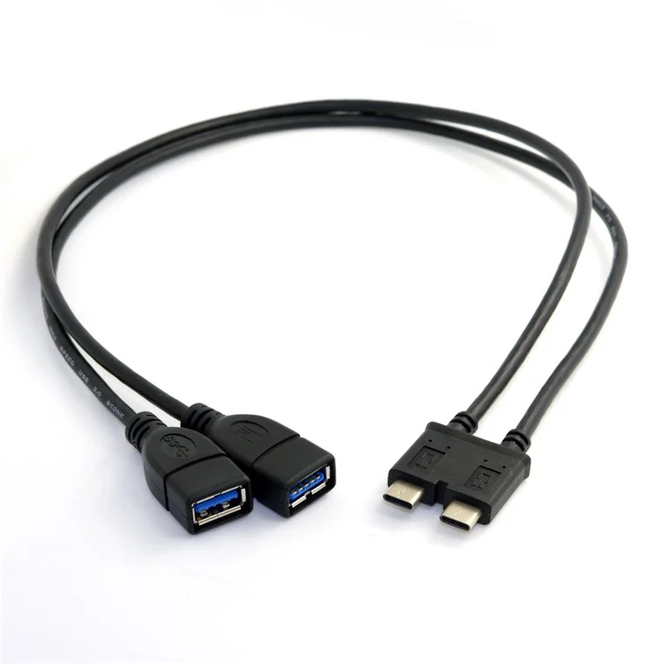 Dual Cable USB-C USB 3.1 Type-C to USB 3.0 A Female OTG Data Cable for New 13 inch Macbook Pro