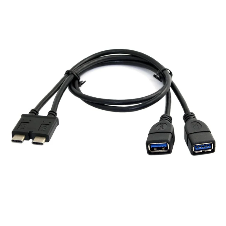 Dual Cable USB-C USB 3.1 Type-C to USB 3.0 A Female OTG Data Cable for New 13 inch Macbook Pro