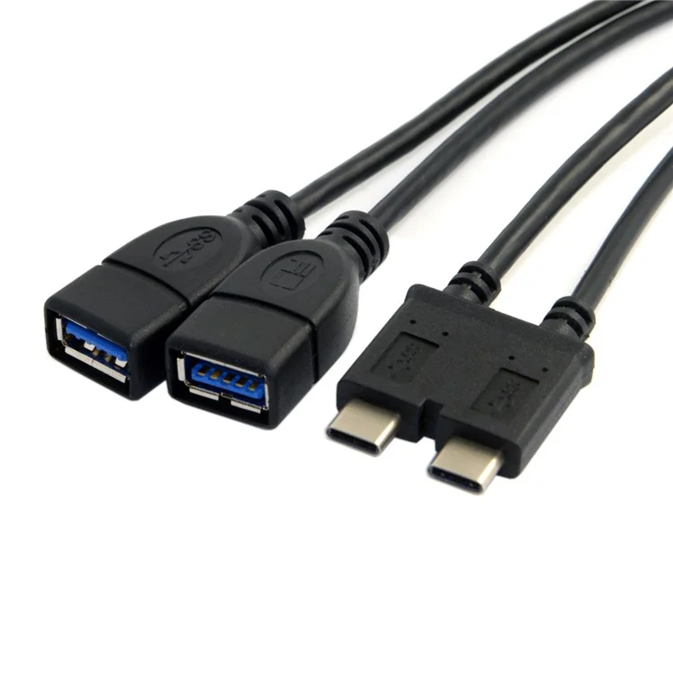 Dual Cable USB-C USB 3.1 Type-C to USB 3.0 A Female OTG Data Cable for New 13 inch Macbook Pro