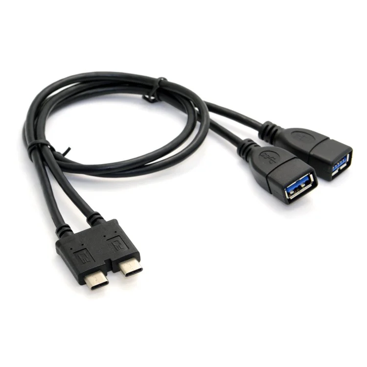 Dual Cable USB-C USB 3.1 Type-C to USB 3.0 A Female OTG Data Cable for New 13 inch Macbook Pro