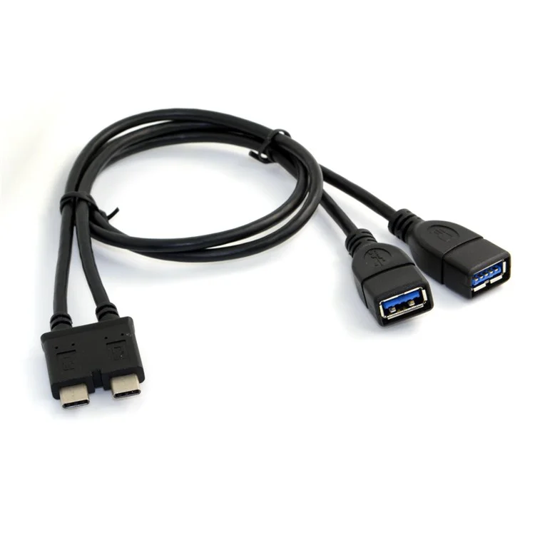 Dual Cable USB-C USB 3.1 Type-C to USB 3.0 A Female OTG Data Cable for New 13 inch Macbook Pro